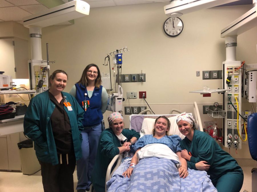Olivia Eisenhauer with her Nurses directly before she went into transplant,