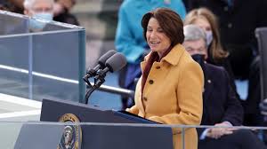 Senator Amy Klobuchar gives a welcome address to the nation.