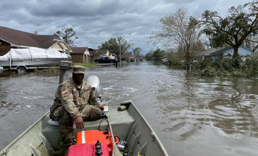 Louisiana National Guard helping rescue people and animals in the flooded LaPlace, Louisiana. 

