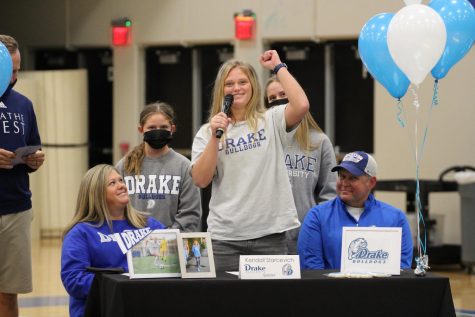 Senior Kendall Starcevich intoduces her friends and family at the athletic signing on Nov. 11. Kendall is signing to Drake University in Iowa to play soccer.