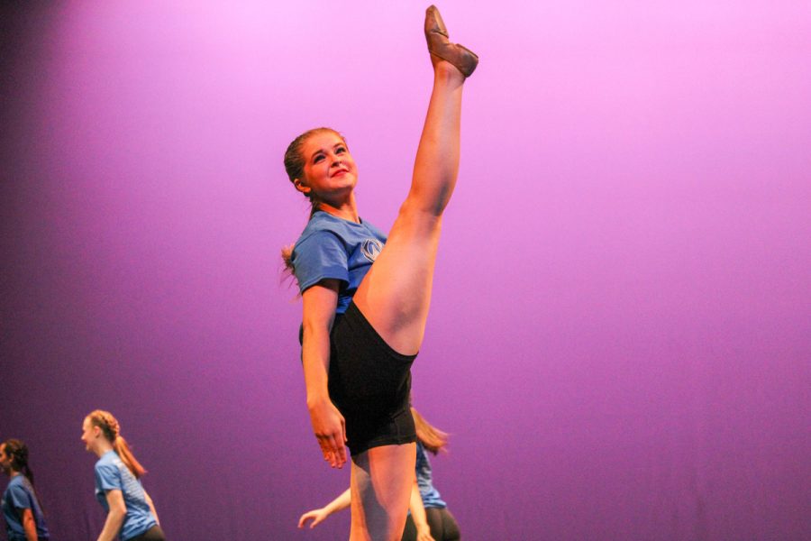 Sophomore Mckenzie Pomerenke performs in the closing number of Spring Show.
