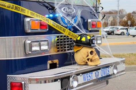 Olathe West Public Safety shows off their school spirit by decorating the fire truck!