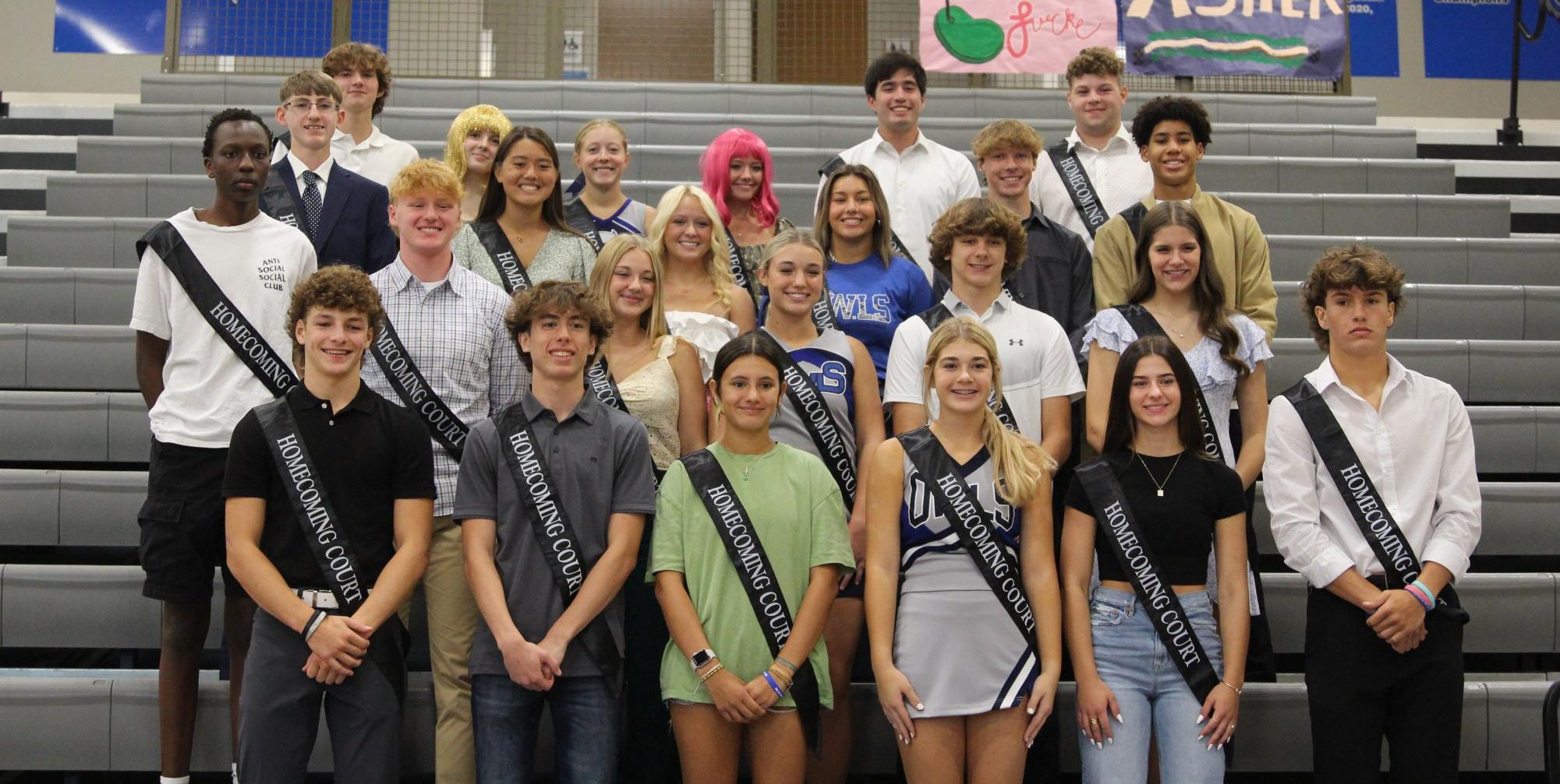 The royalty court poses together before the Monday pep assembly.