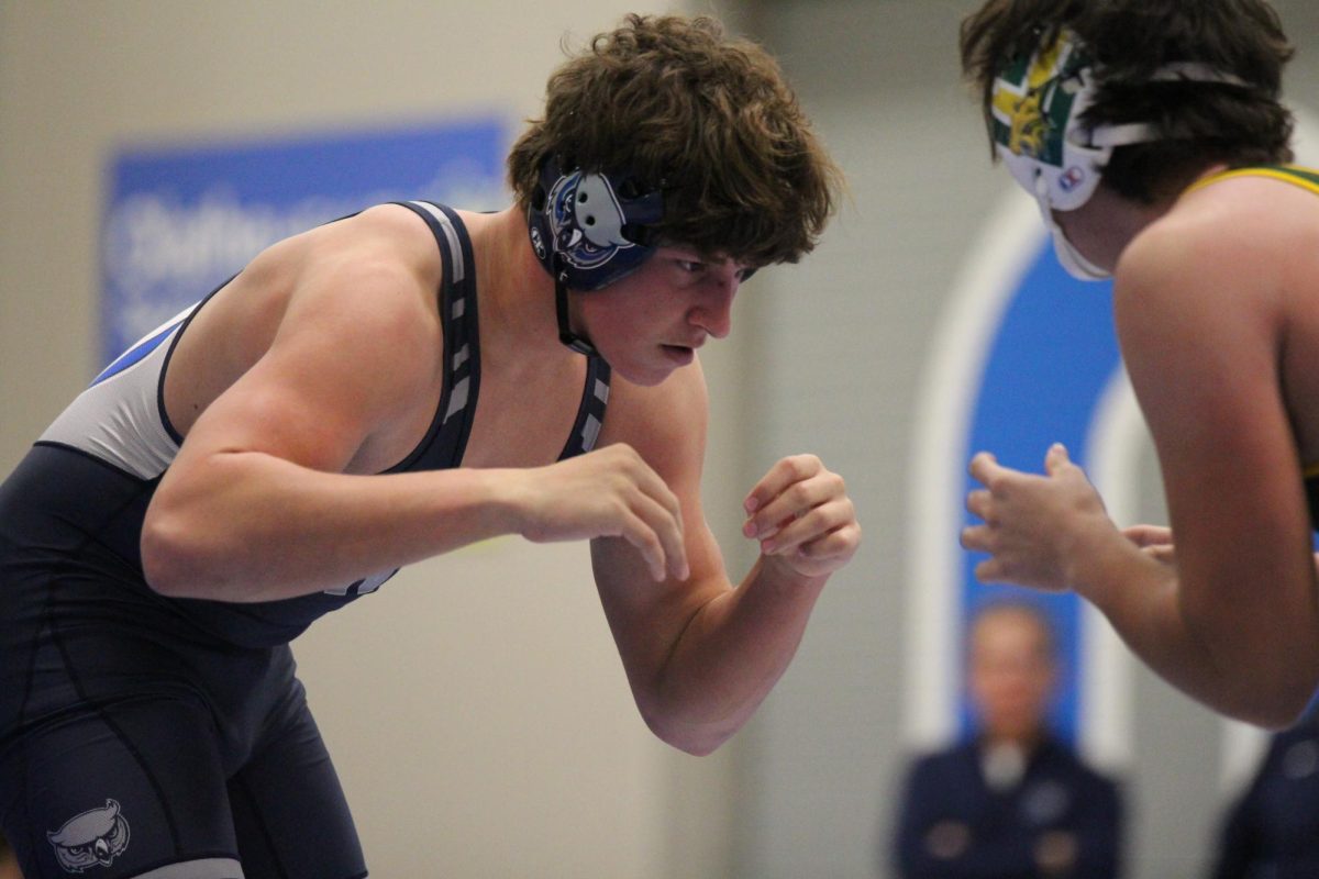 Sophomore Connor Tracy during the wrestling meet against Basehor-Linwood on November 29.