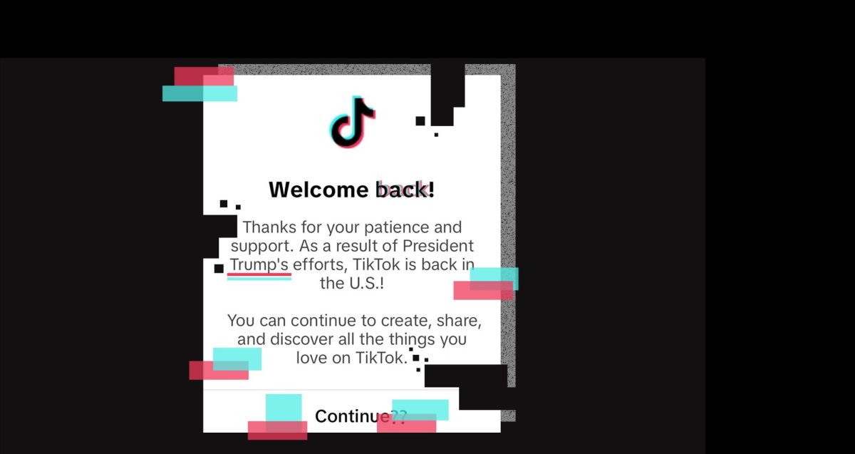 Glitched "Welcome back" pop-up from Tiktok after the ban was postponed 