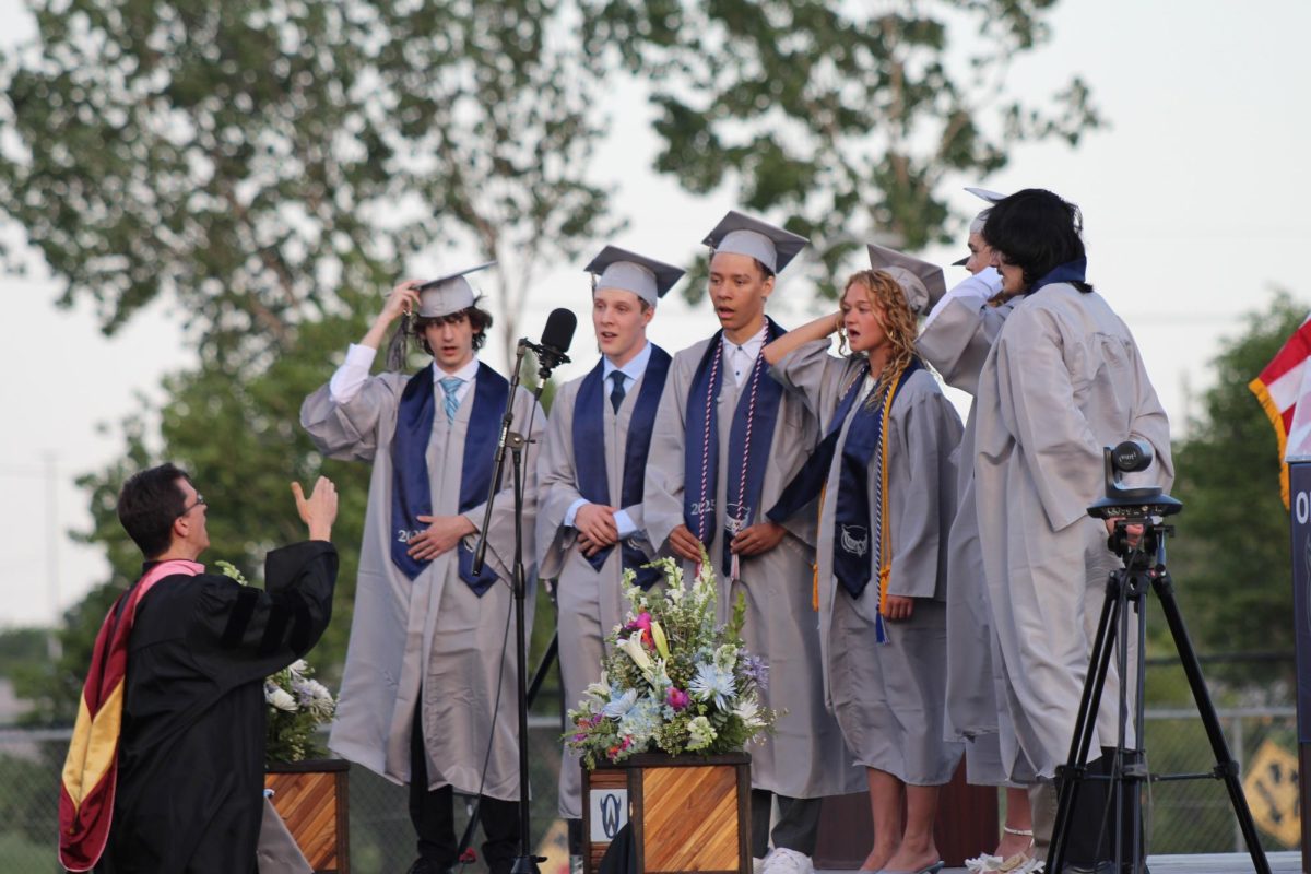 West's senior class of choir students sing The Star-Spangled Banner.