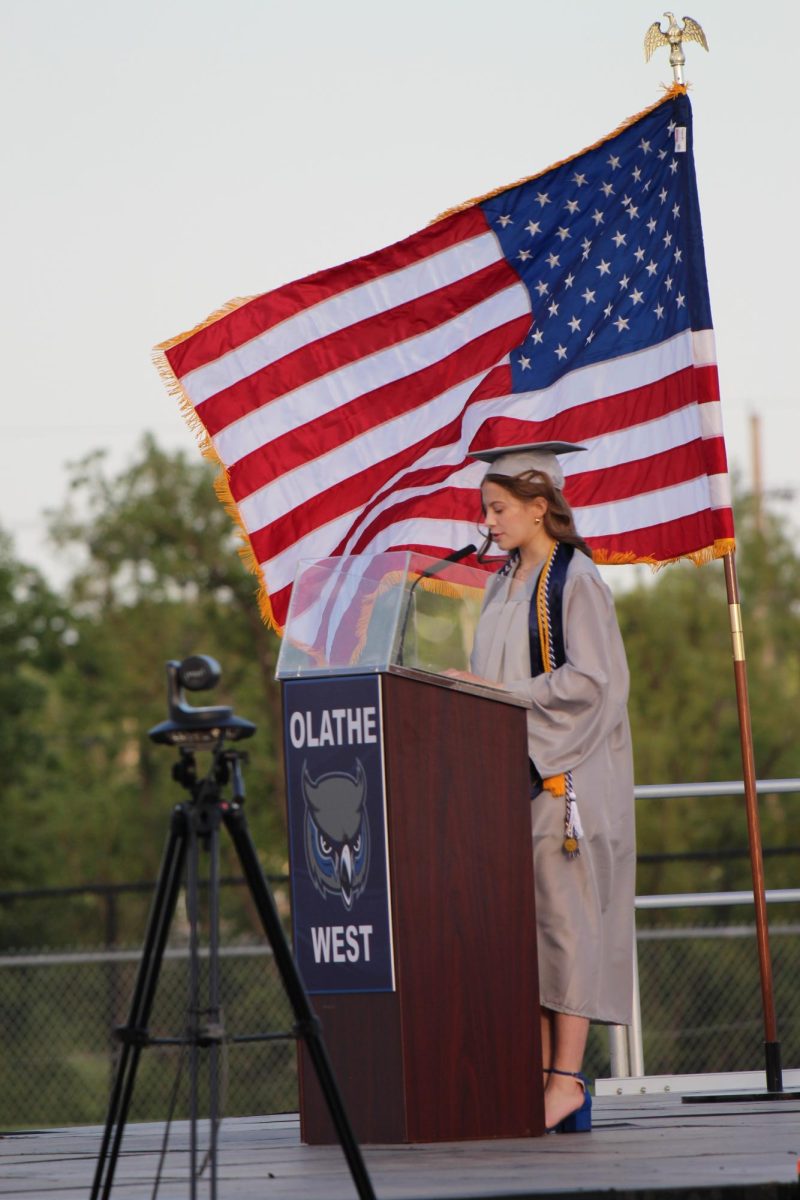 Senior Brynn Konkel opens the graduation ceremony with her speech.