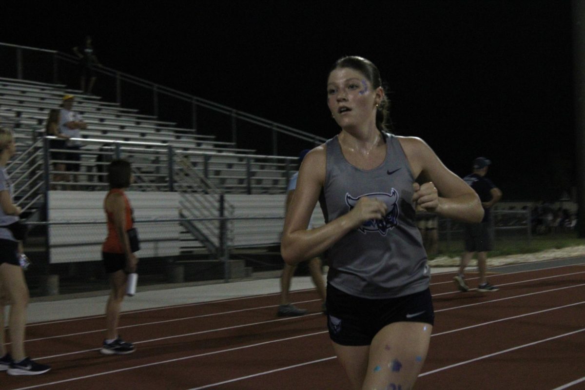 Senior Sydney Hull running her last 300m at the Twilight meet.