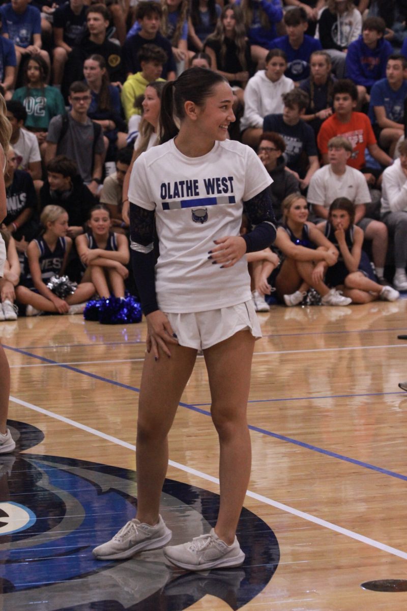 Kenna Fulghum representing white team for the student-teacher dance battle 