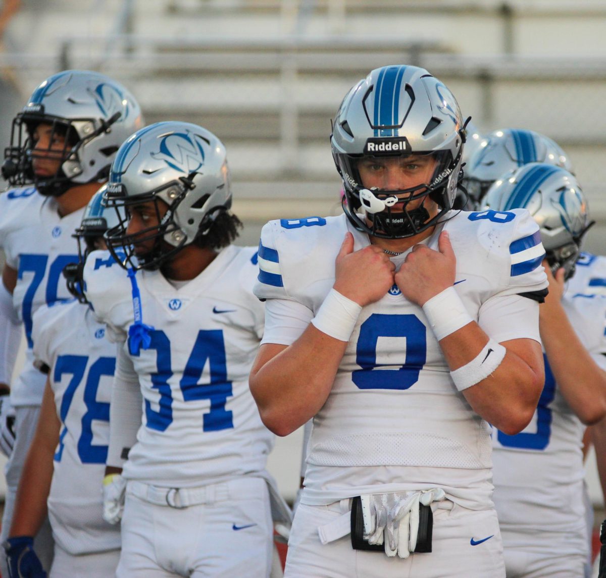 Junior Cash Warren stares at the Bison sideline on Sept. 26 vs Shawnee Mission North