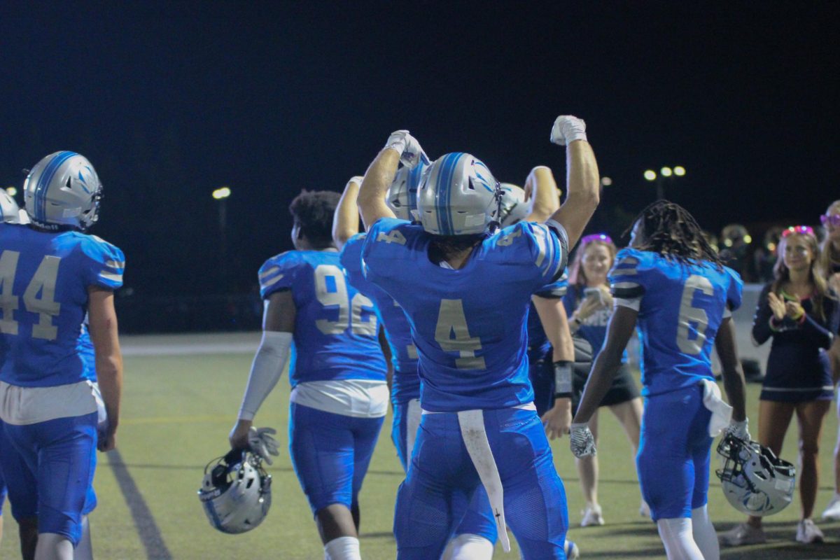 Senior Justice McAdoo celebrates after the win vs Garder-Edgerton