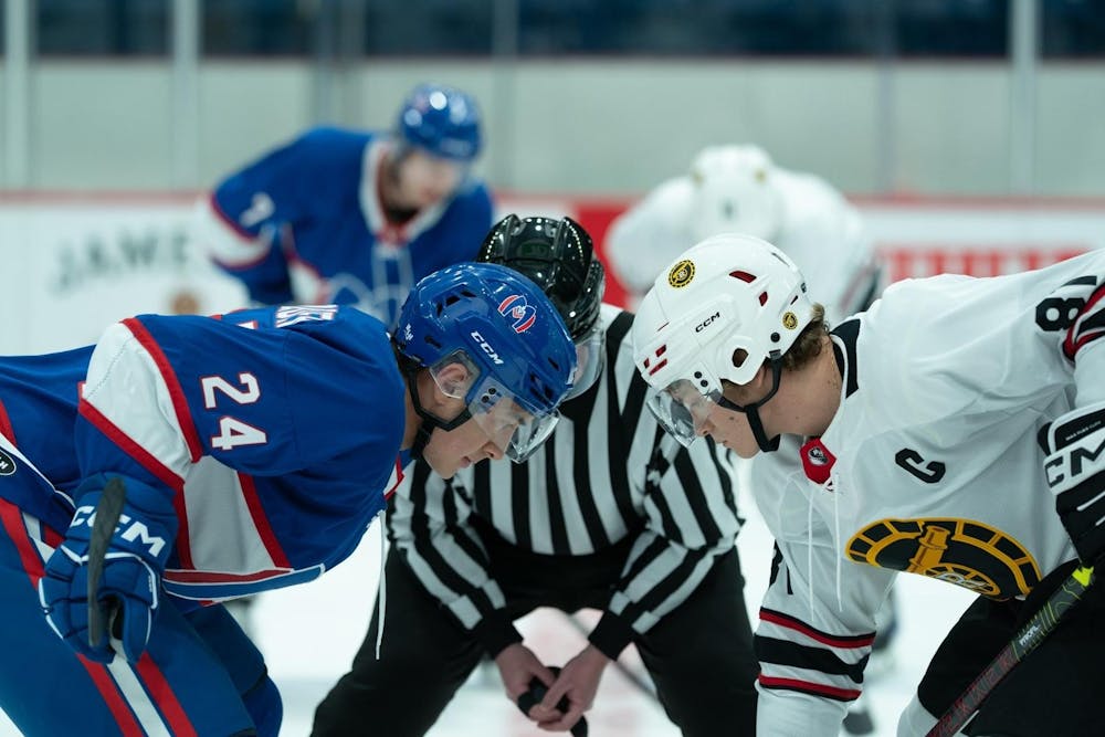 Characters, Shane Hollander and Ilya Rozanov before a heated hockey game.