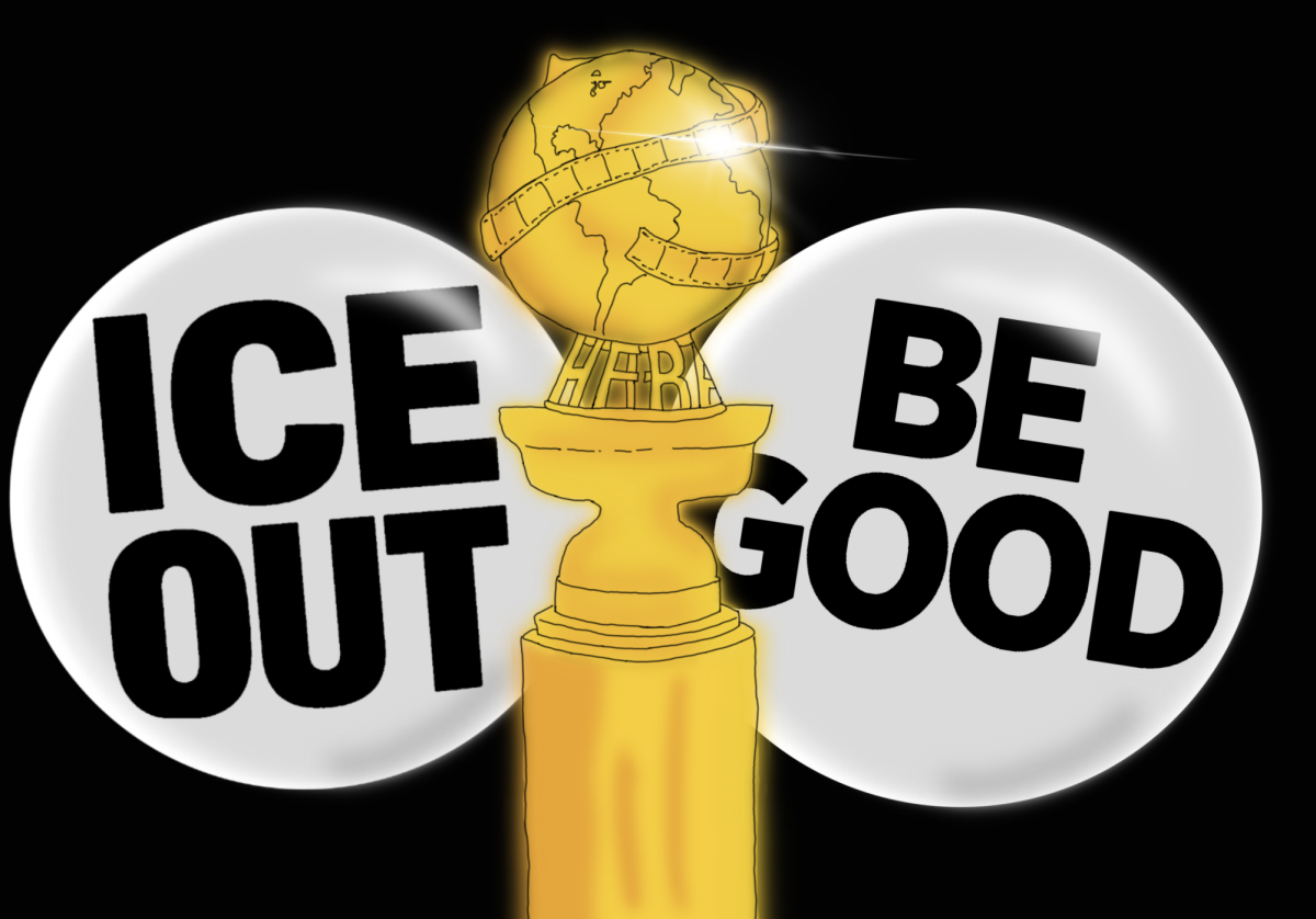 Golden Globes graphic displaying the pins used by celebrities.