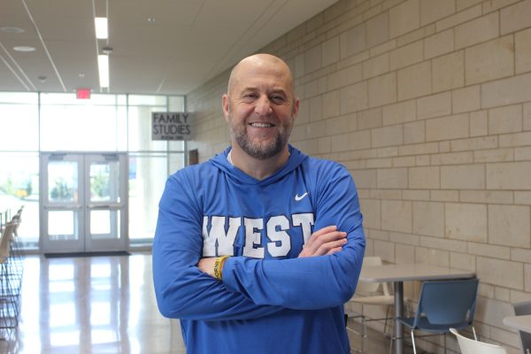 Principal Jay Novacek standing in the commons of Olathe West.