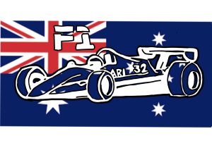 Black and white F1 car in front of the Australian flag.